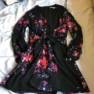 Black floral long sleeve dress